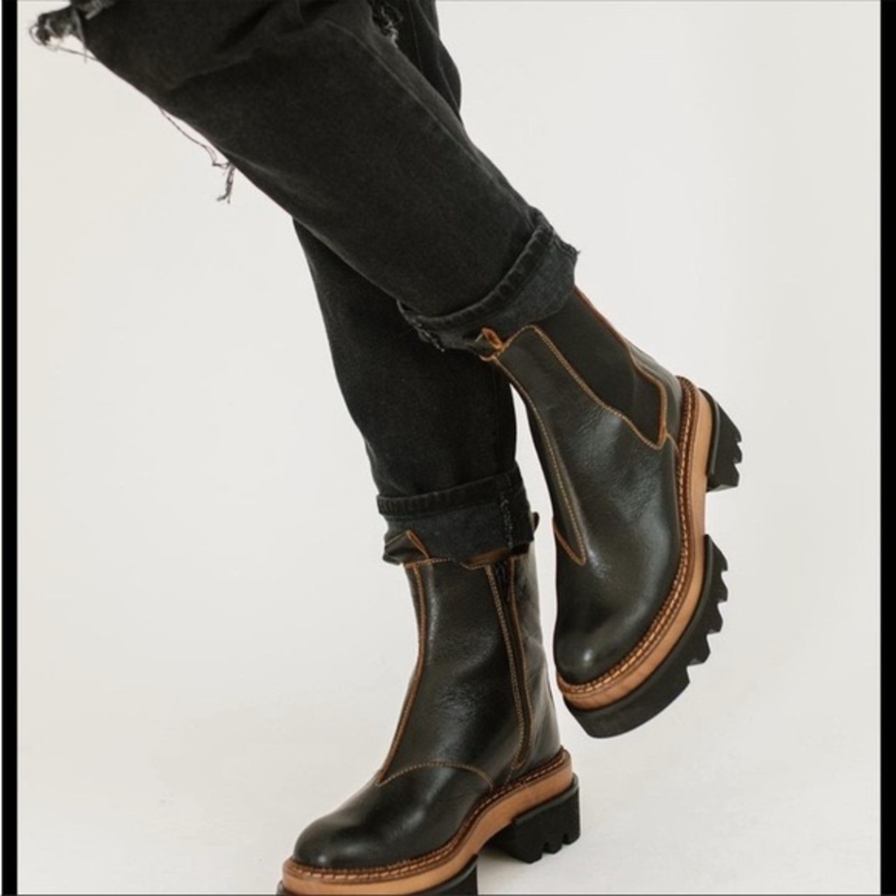 Free People Black Vance Double Tab Chelsea Boots